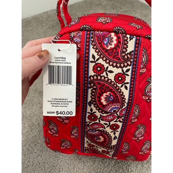 NWT Vera Bradley Insulated Lunch Bag Flowering Paisley Goji Berry - Picture 3 of 4